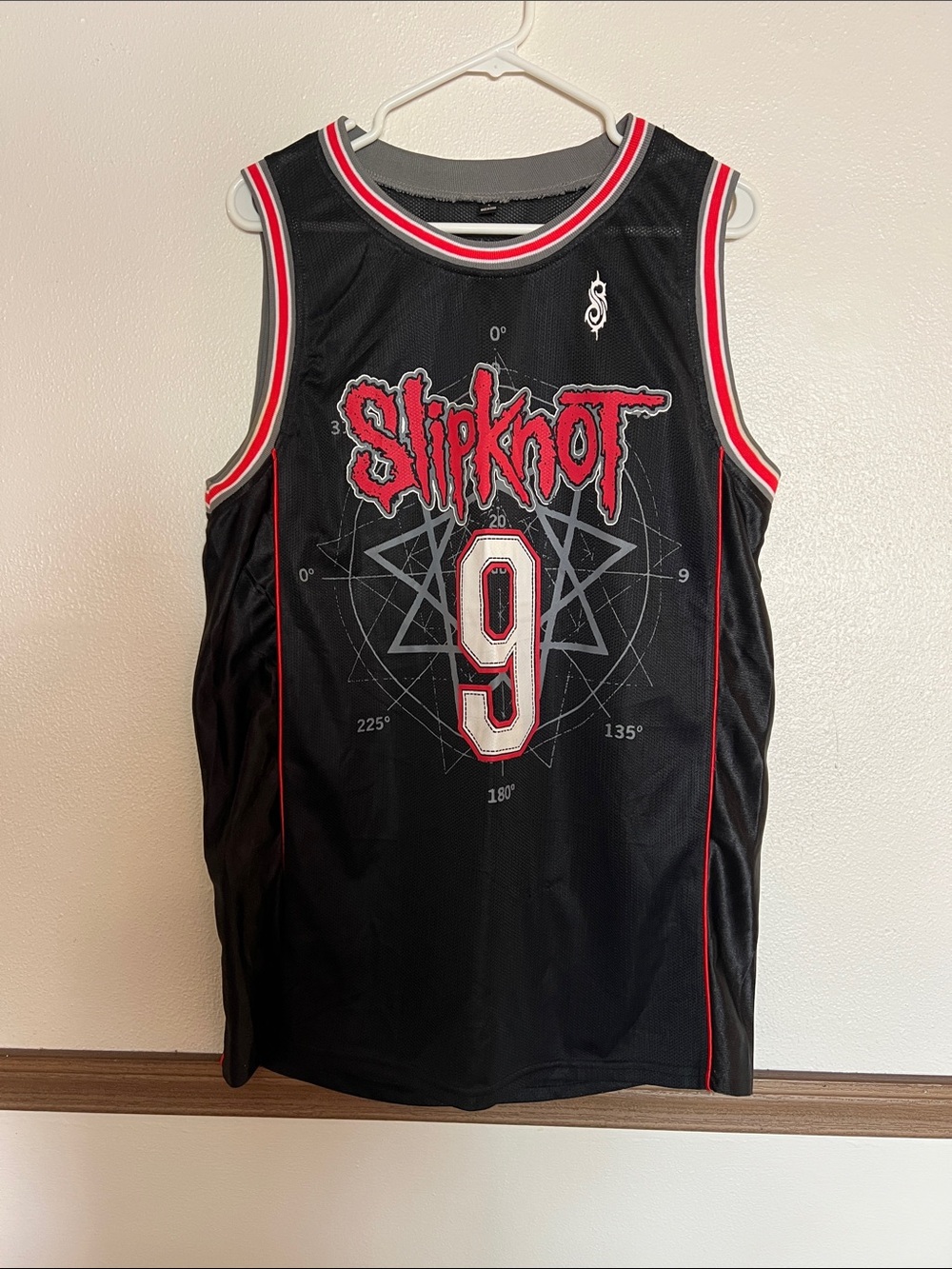 Vintage Slipknot Black Mesh Jersey Tank with Red & White Accents